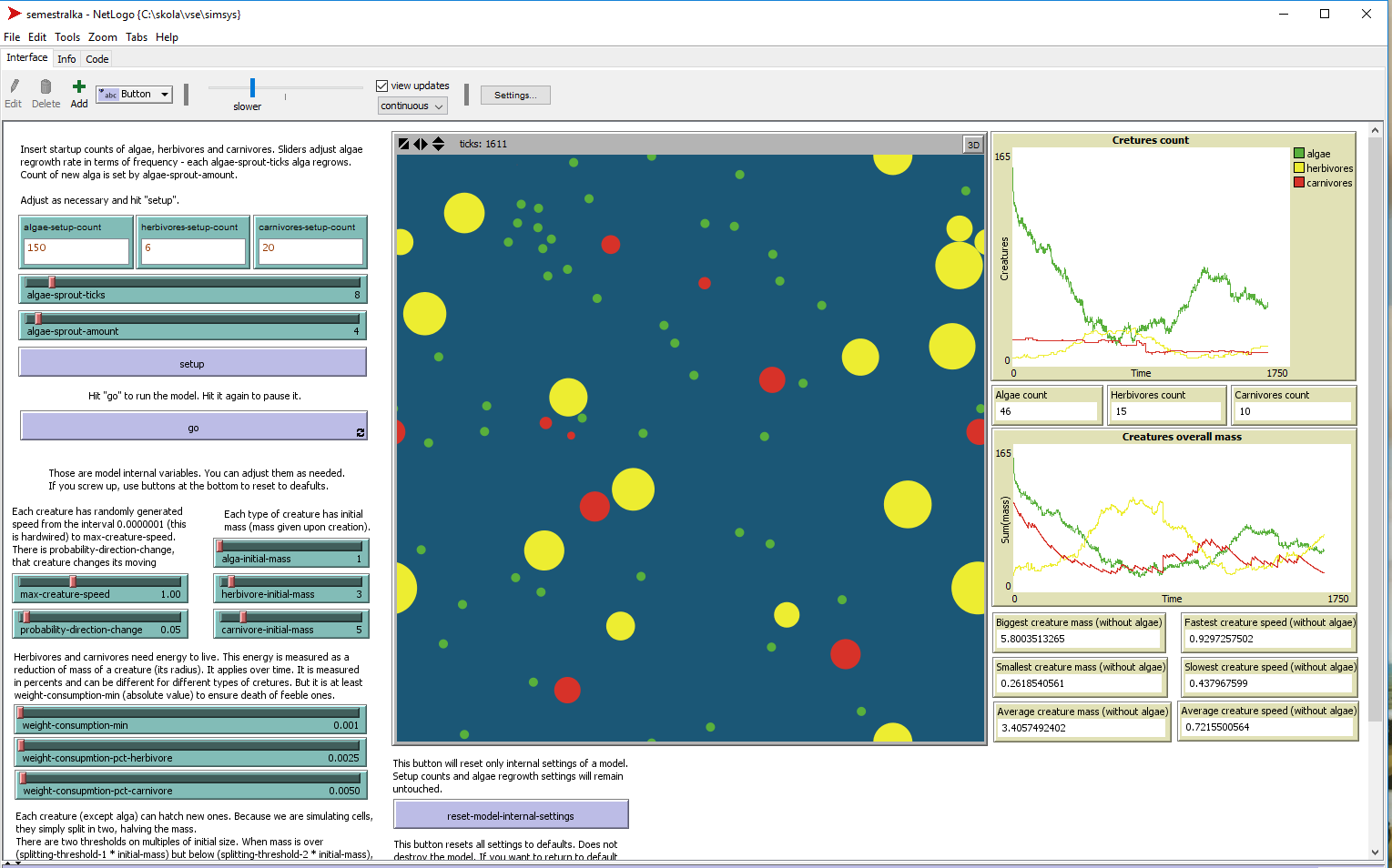 Simple ecosystem simulation Simulace.info