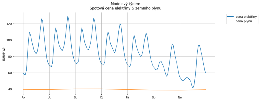 Modelový týden: Spotová cena elektřiny & zemního plynu